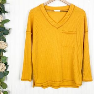 REB. IN J. 220 Mustard Waffle Knit Top